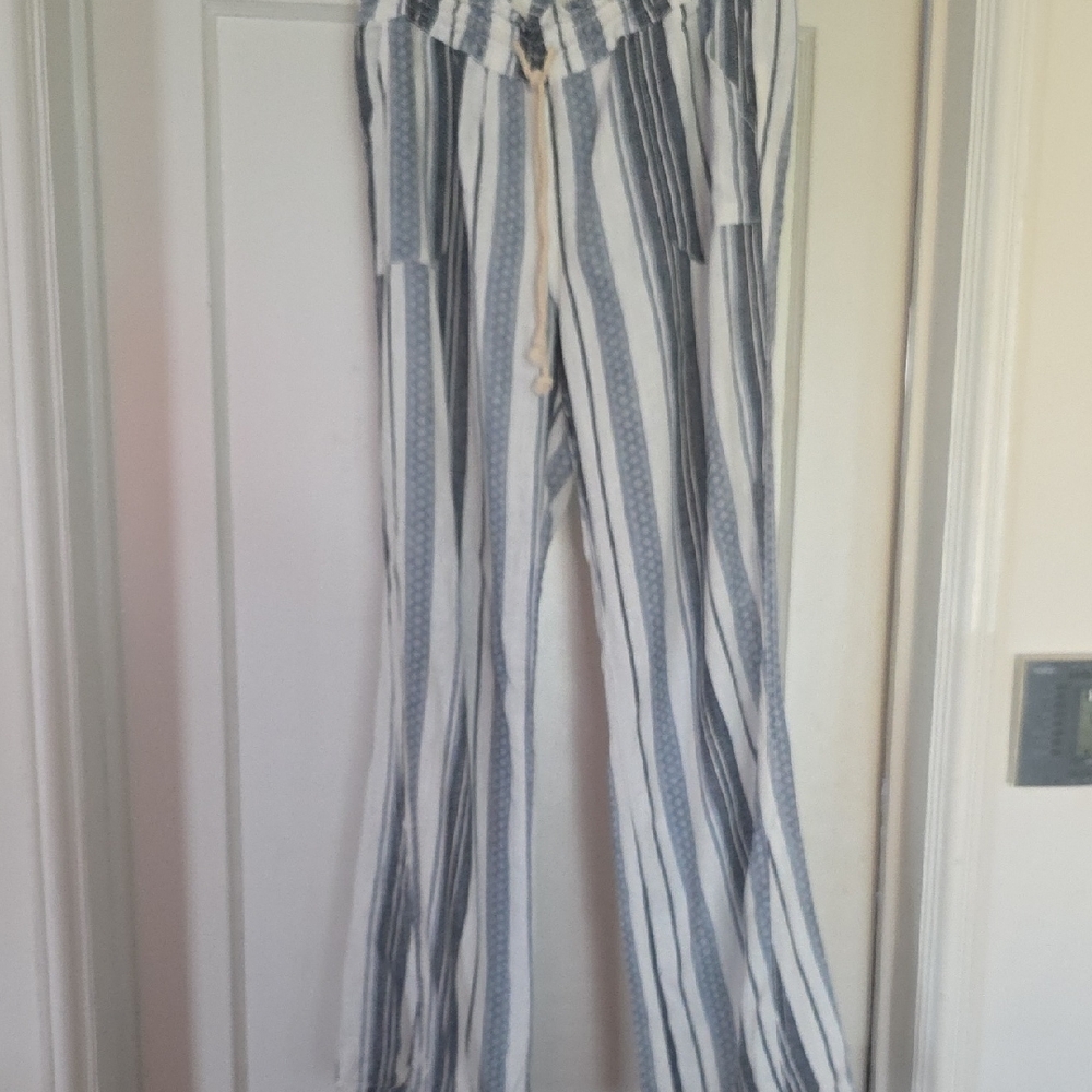 Cali 1850 Striped Wide-Leg Drawstring Pants Sz L